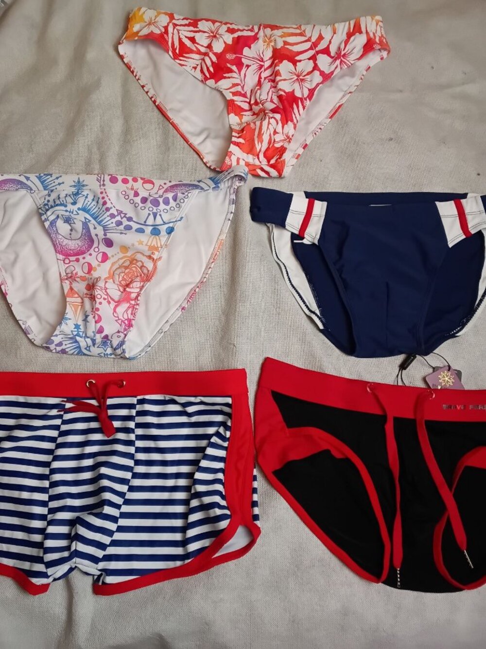 5 Pc Lot Men's Bathing Suit XL Boxer Briefs Swim Trunks Swimwear NWOT asst